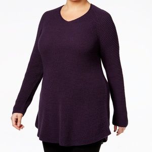 Style & Co. V-Neck Waffle-Knit Tunic